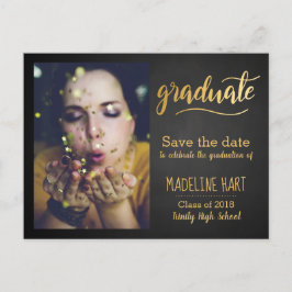 Goldabschluss | Chalkboard-Save the Date Foto Ankündigungspostkarte