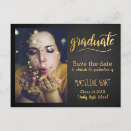 Goldabschluss | Chalkboard-Save the Date Foto Ankündigungspostkarte