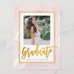 Goldabschluss Rose Watercolor Grad Bekanntgabe Ankündigung