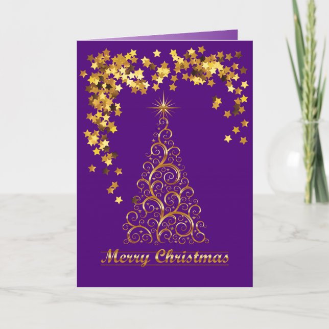 Goldabstrakte Weihnachtsbaum-Feiertags-Karte Karte (Vorderseite)