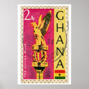 Goldadler-Briefmarkendruck, Vintage Ghana Poster