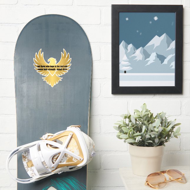 Goldadler mit Bibelverse Isaiah 40:31 Aufkleber (Snowboard)