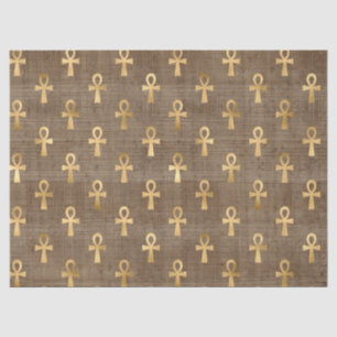 Goldägyptischer Ankh auf Tan Decoupage Seidenpapier