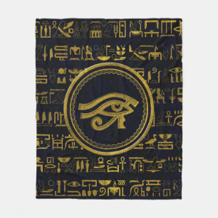 Goldägyptisches Auge von Horus - Wadjet Fleecedecke