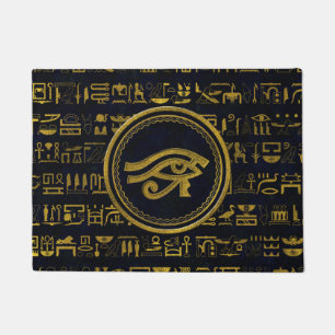 Goldägyptisches Auge von Horus - Wadjet Fußmatte