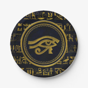 Goldägyptisches Auge von Horus - Wadjet Pappteller