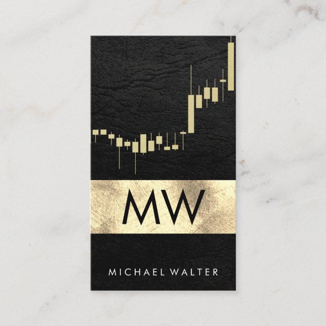 Goldaktie| Leather Monogram Business Card Visitenkarte (Vorderseite)