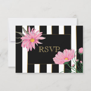 Goldakzente schwarze Streifen rosa UAWG RSVP Karte