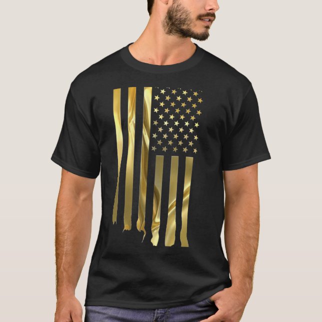 Goldamerikanische Flaggen-T - Shirt (Vorderseite)