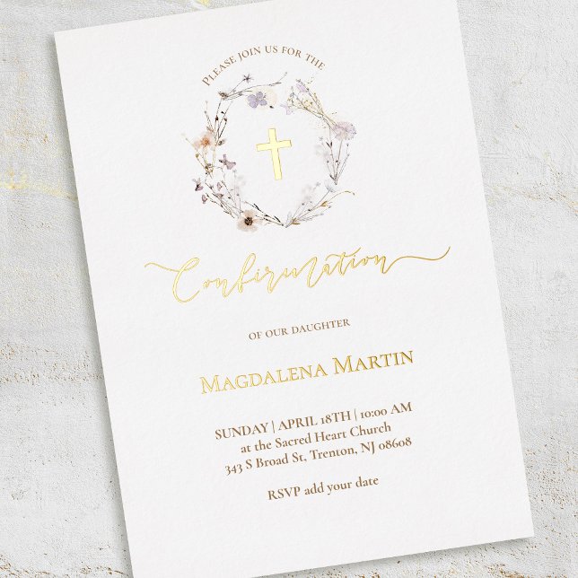 Goldangaben Wildblumen Kranbestätigung Folieneinladung (Von Creator hochgeladen)