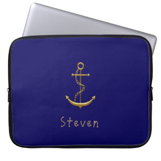 Goldanker auf blauem individuelle Name Laptopschutzhülle