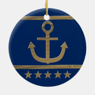 Goldanker auf marineblau Hintergrund Keramikornament