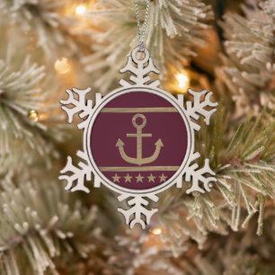 Goldanker-Glückssymbol-Keramik Schneeflocken Zinn-Ornament