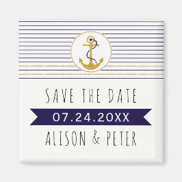 Goldanker Streifen nautische Hochzeit Save the Dat Magnet