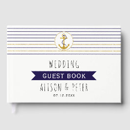 Goldanker Streifen nautische Hochzeitstorch Gästebuch