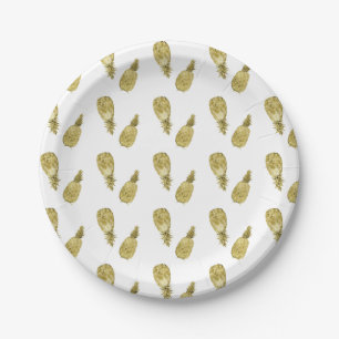 GoldAquarell-Ananas Pappteller