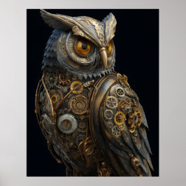 Goldäugige Steampunk-Eule Poster