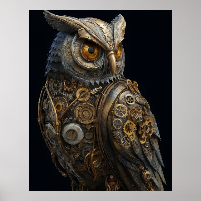Goldäugige Steampunk-Eule Poster (Vorne)
