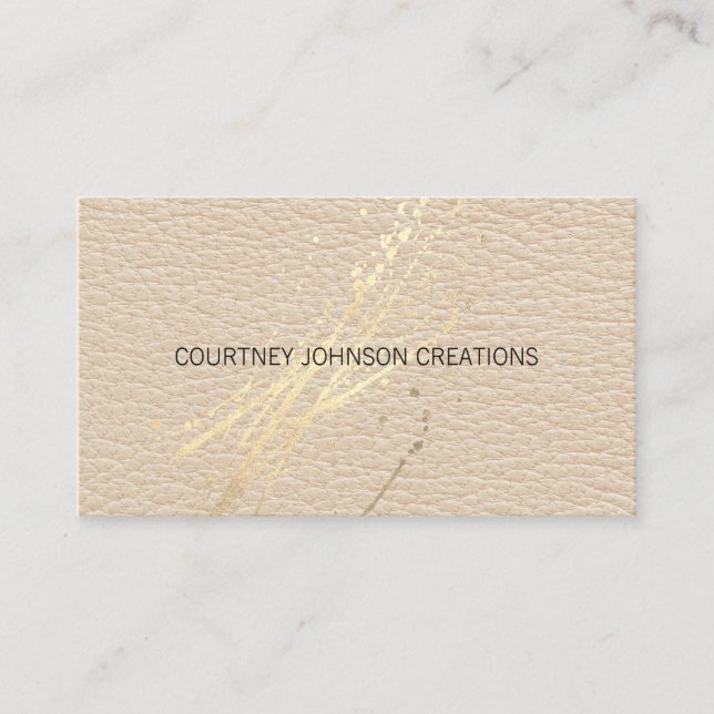 Goldausdrucksstarker Spritzer | Leather Texture Visitenkarte (Vorderseite)