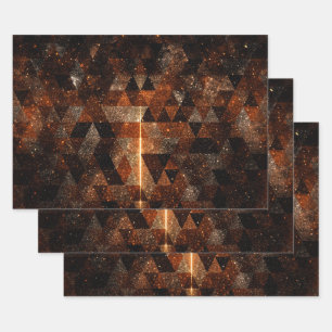 Goldbalken im geometrischen funkelnd Universum Geschenkpapier Set