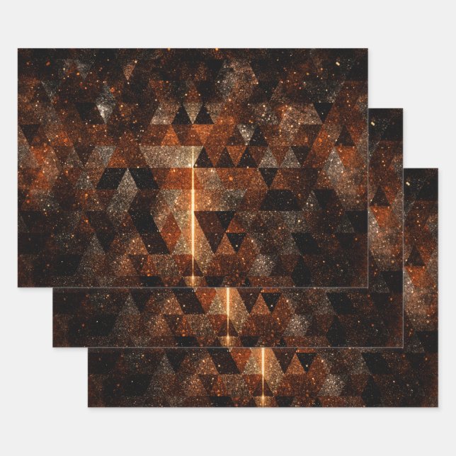 Goldbalken im geometrischen funkelnd Universum Geschenkpapier Set (Set)