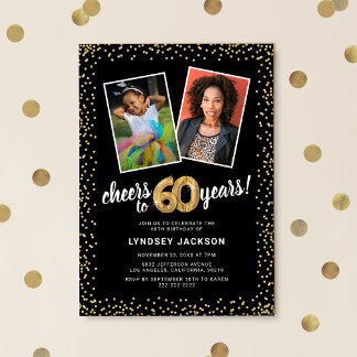 Goldballons 2 Foto 60. Geburtstag Einladung