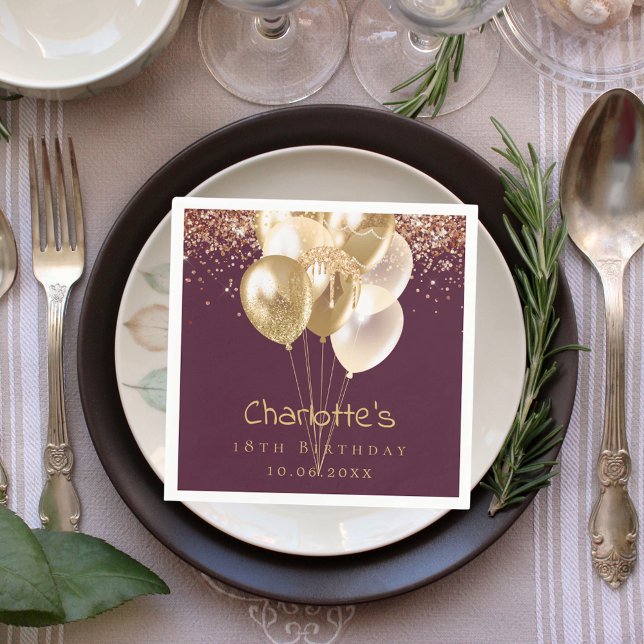 Goldballons der Bordeaux-Rose Serviette (Von Creator hochgeladen)