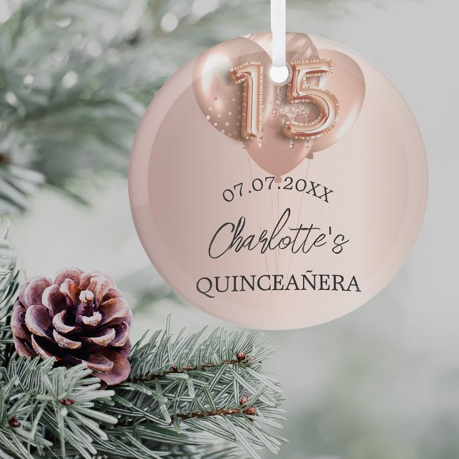 Goldballons der Rose Quinceanera Ornament Aus Glas (Von Creator hochgeladen)