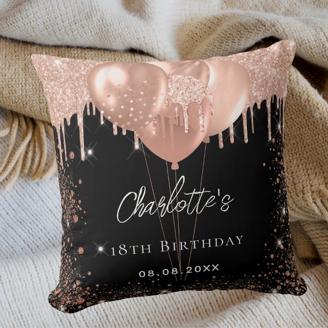 Goldballons der schwarzen Rose zum Geburtstag Part Kissen (Von Creator hochgeladen)