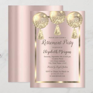 Goldballons, Rahmen, Rose Gold, Ruhestand Einladung