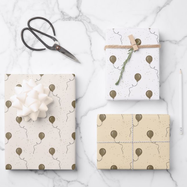 Goldballons und Funkelnd Sky Wedding Geschenkpapier Set (Vorderseite)