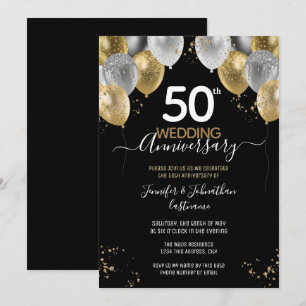 Goldballons zum 50. Jahrestag - Einladungen