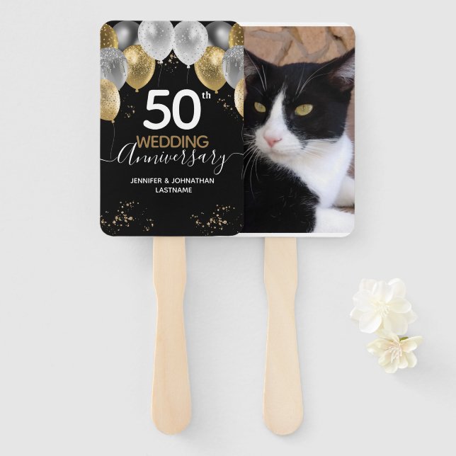 Goldballons zum 50. Jubiläum Fächer (Vorne und Hinten)
