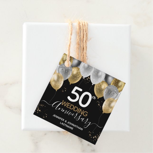 Goldballons zum 50. Jubiläum Geschenkanhänger (Beispiel)