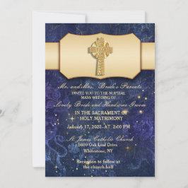 Goldband mit goldenem Keltenkreuz Einladung