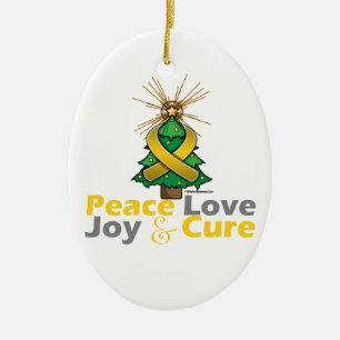 Goldband-WeihnachtsfriedensLiebe, -freude u. Keramikornament