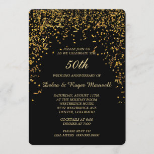 Goldbandconfetti-Jahrestags-Party Einladung