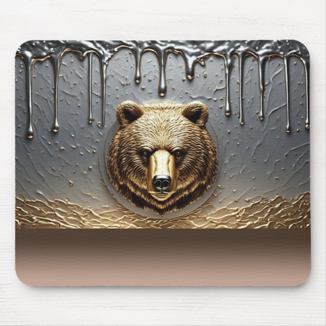 Goldbär-Relief mit Metall-Tropfeffekt 🐻 Mousepad (Vorne)