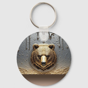 Goldbär-Relief mit metallischem Tröpfcheneffekt 🐻 Schlüsselanhänger
