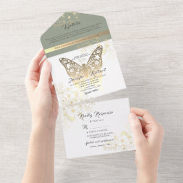 Goldbarmherzige Hochzeit All In One Einladung