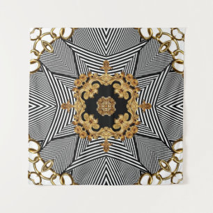 Goldbarock: Elegante Kettenornamente Wandteppich