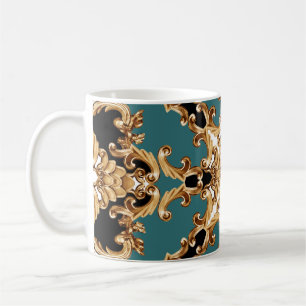 Goldbarock, luxuriöses Ornamentdesign. Kaffeetasse