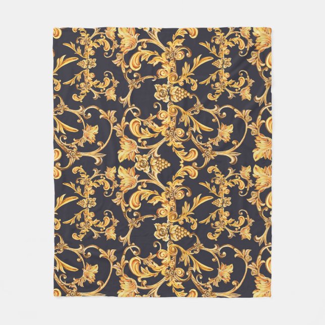 Goldbarock, Scroll-Blatt-Muster. Fleecedecke (Vorderseite)
