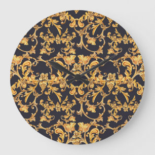 Goldbarock, Scroll-Blatt-Muster. Große Wanduhr