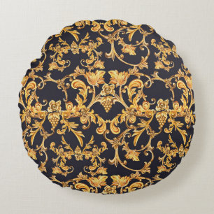 Goldbarock, Scroll-Blatt-Muster. Rundes Kissen