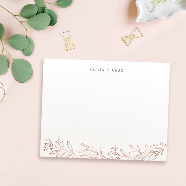 Goldbarren der Gilded Rose, botanisch personalisie Mitteilungskarte (Gilded rose gold botanical personalized Stationery Note Card)