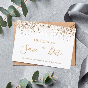 Goldbarren-Glitzer aus Quinceanera Save the Date Ankündigung