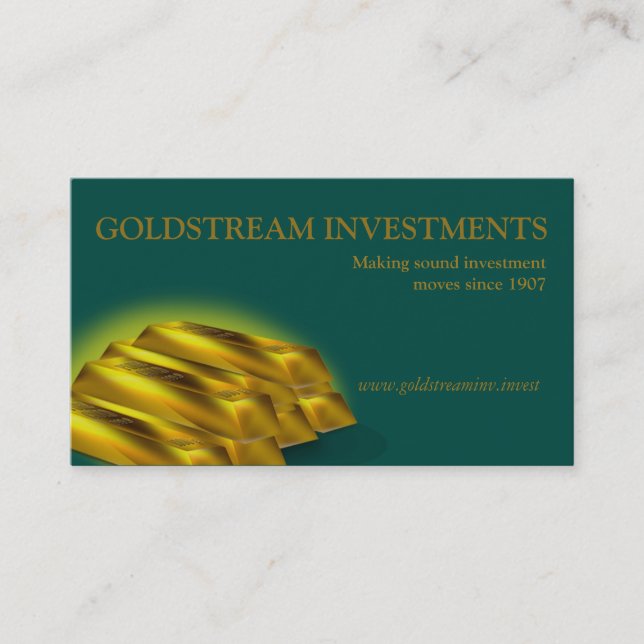 Goldbarren Investor-Investmentbanker-Visitenkarte- Visitenkarte (Vorderseite)