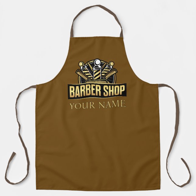 Goldbarren-Logo-Friseur braun Schürze (Vorderseite)