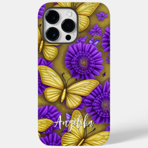 Goldbarren Purple Blumen Personalisierter Name Case-Mate iPhone 14 Pro Max Hülle
